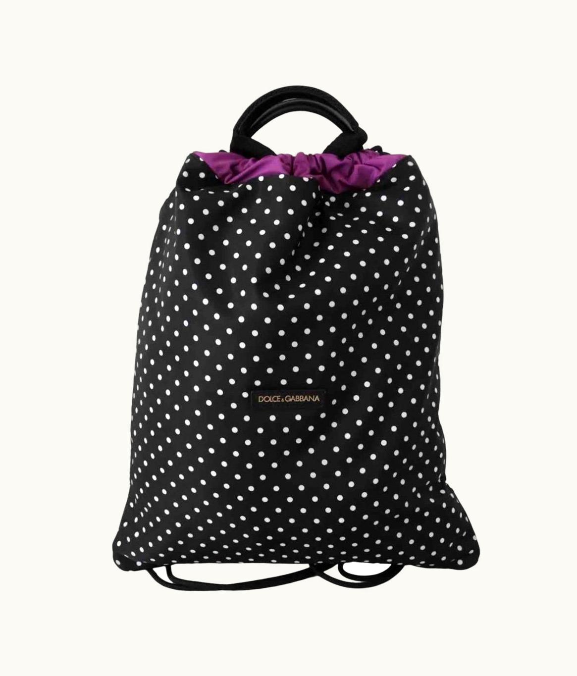 Dolce & Gabbana Dolce & Gabbana Black Dotted Nap Sack Bag Backpack