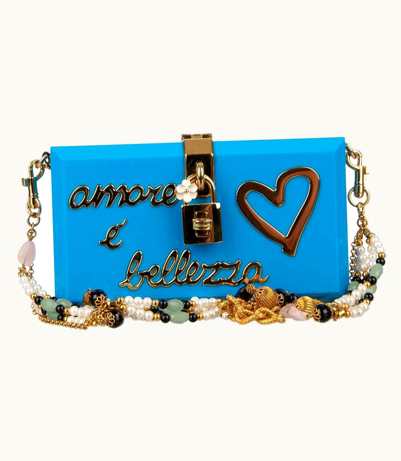 Dolce & Gabbana Dolce & Gabbana Plexiglas Clutch Bag Dolce Box Amore E Bellezza Blue Gold