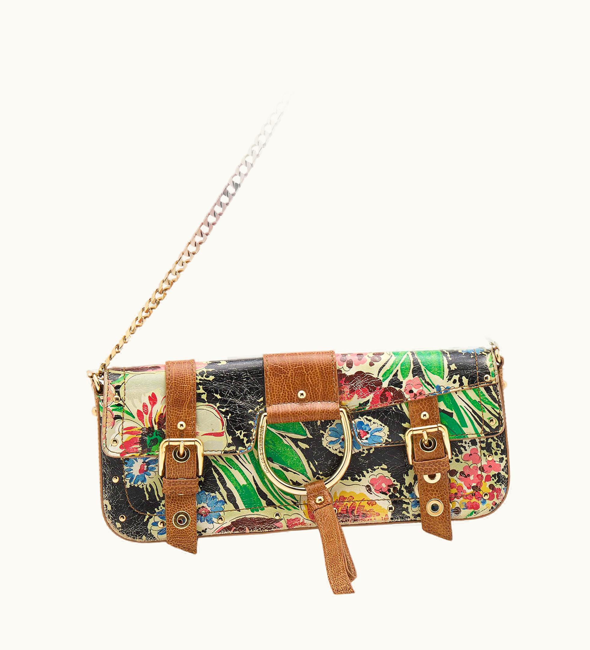 Dolce & Gabbana Dolce & Gabbana Multicolor Printed Leather Flap Baguette