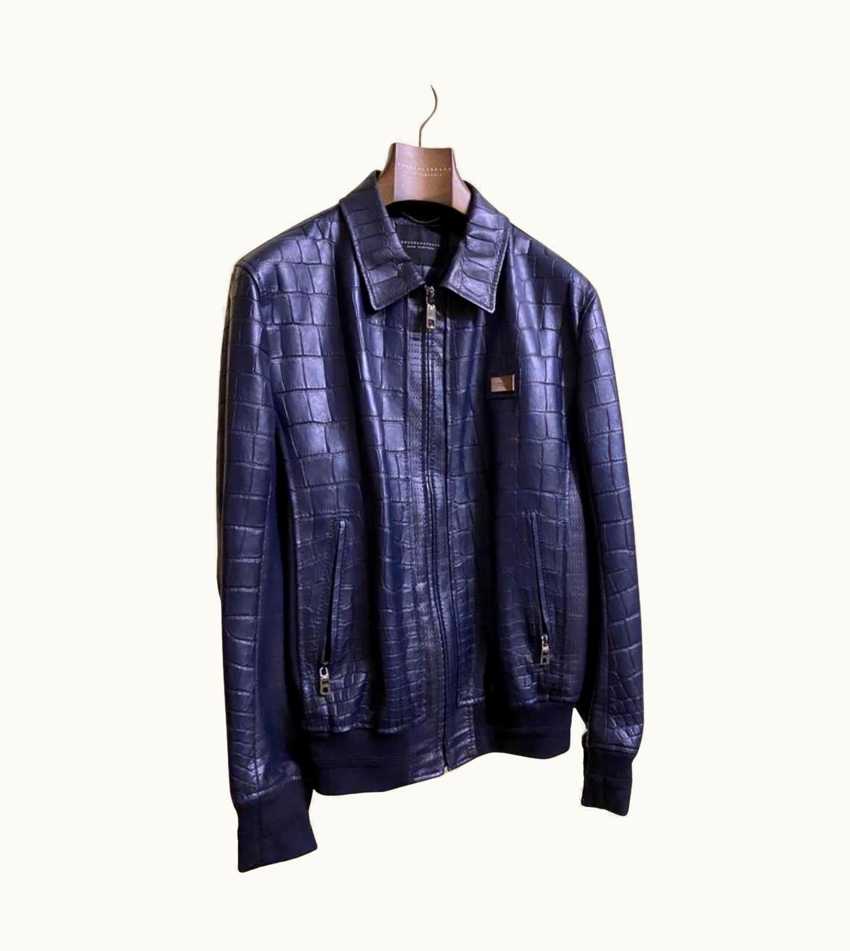 Dolce & Gabbana Dolce And Gabbana Navy Crocodile Bomber Jacket UZ0608507