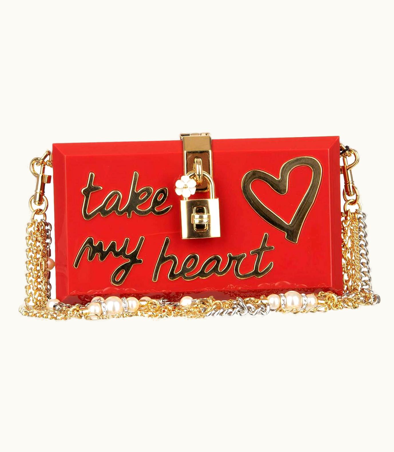 Dolce & Gabbana Dolce & Gabbana Plexiglas Clutch Bag Dolce Box Take My Heart Red Gold
