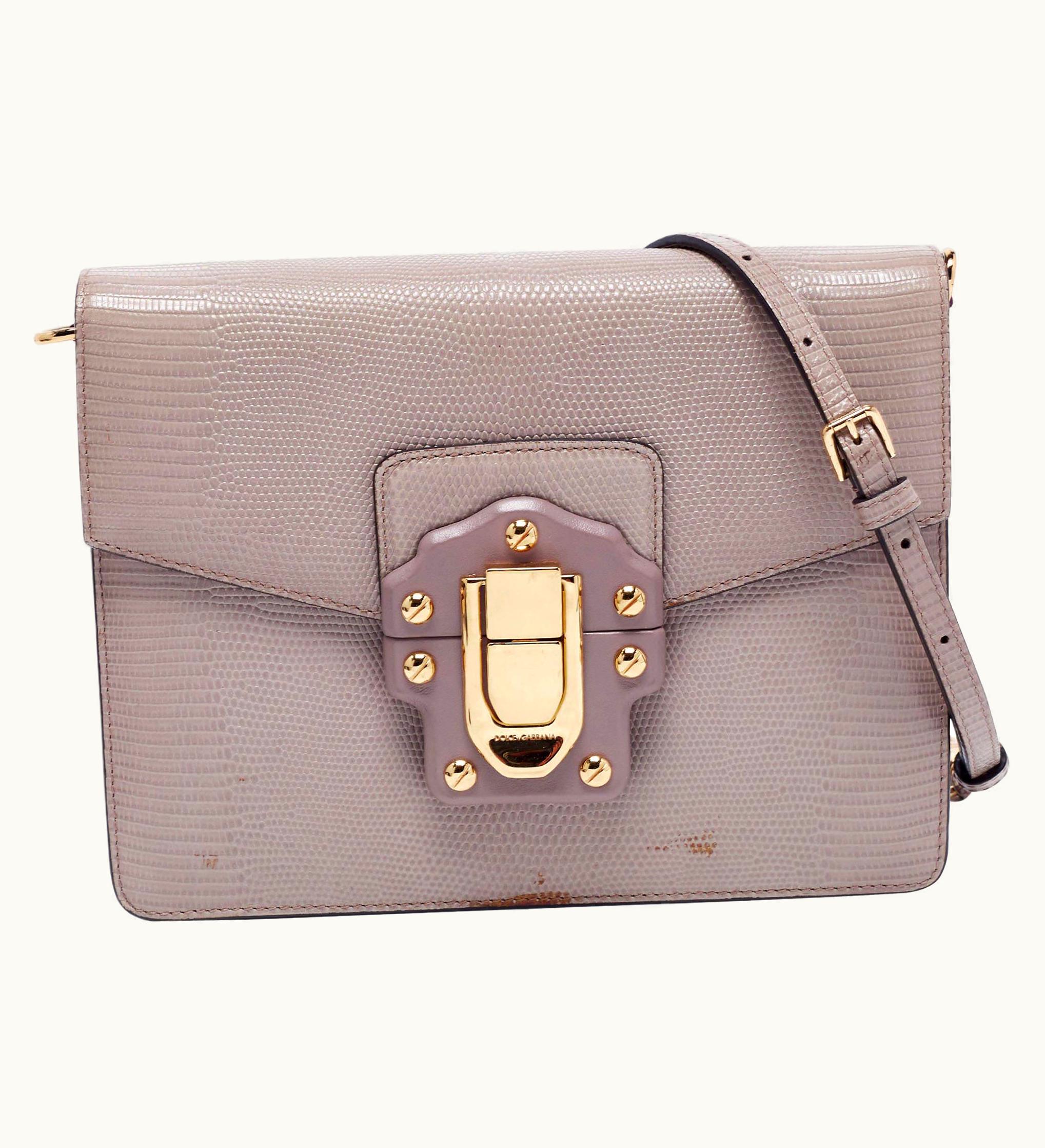 Dolce & Gabbana Dolce & Gabbana Grey Embossed Lucia Shoulder Bag