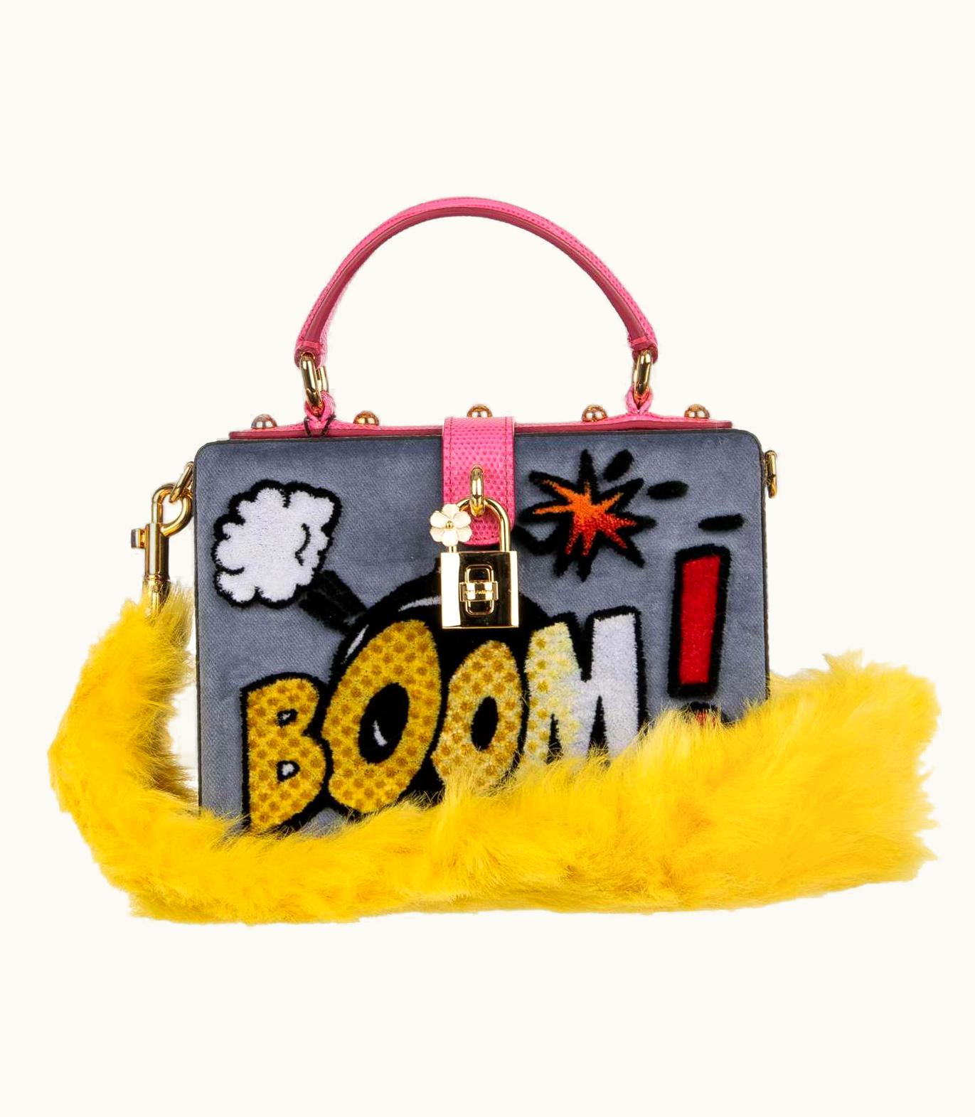 Dolce & Gabbana Dolce & Gabbana - Velvet Clutch Bag Dolce Box Boom With Logo Blue Pink