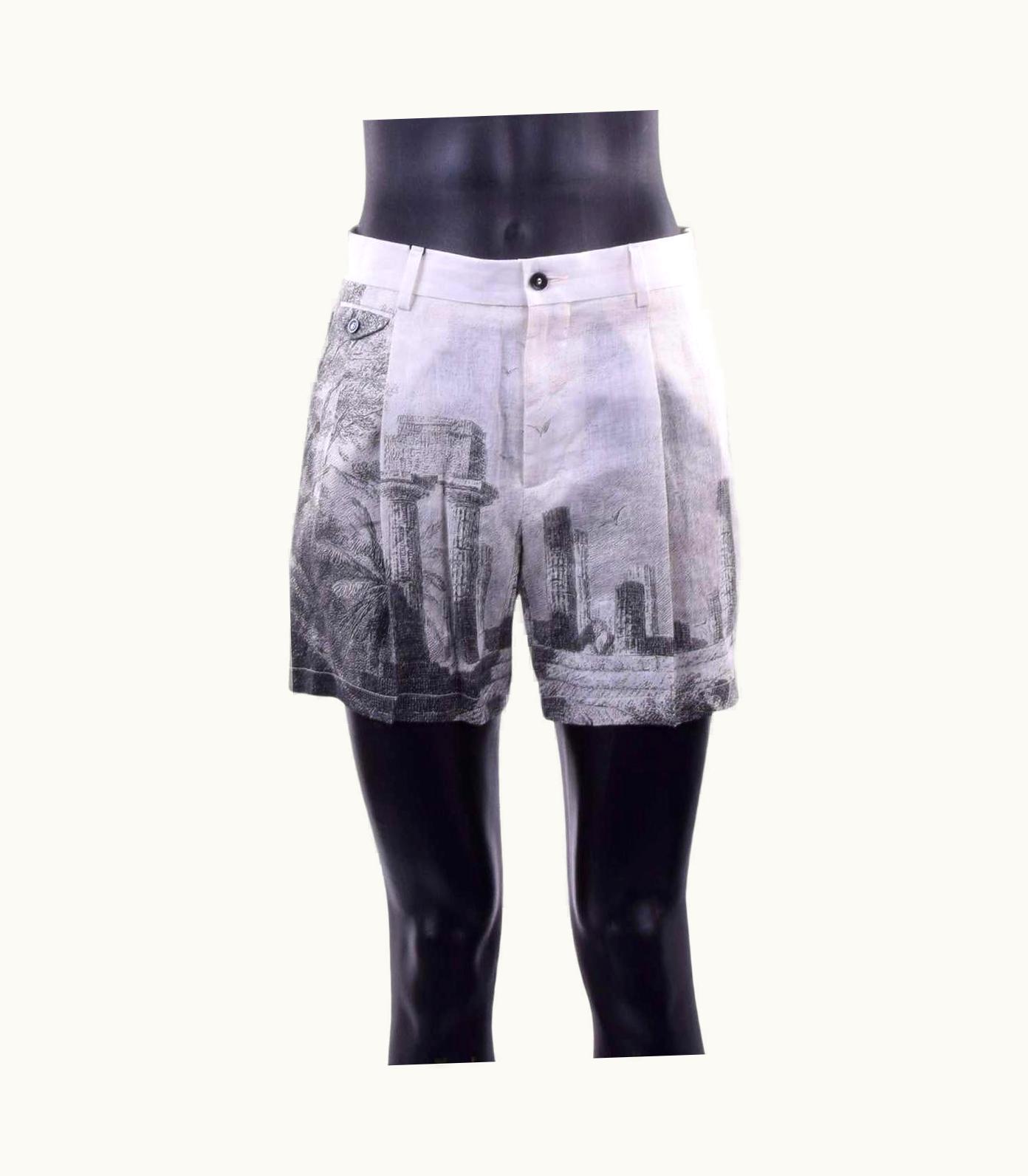 Dolce & Gabbana Dolce & Gabbana - Shorts With Antique Print Beige