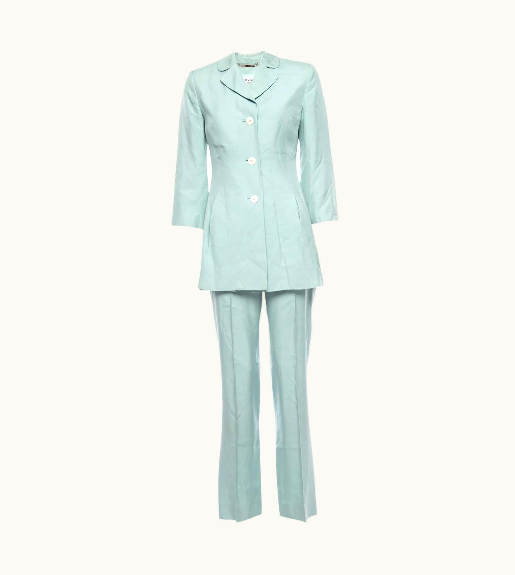 Dolce & Gabbana Dolce & Gabbana Women' Vintage Blazer &amp; Trousers Blue Silk