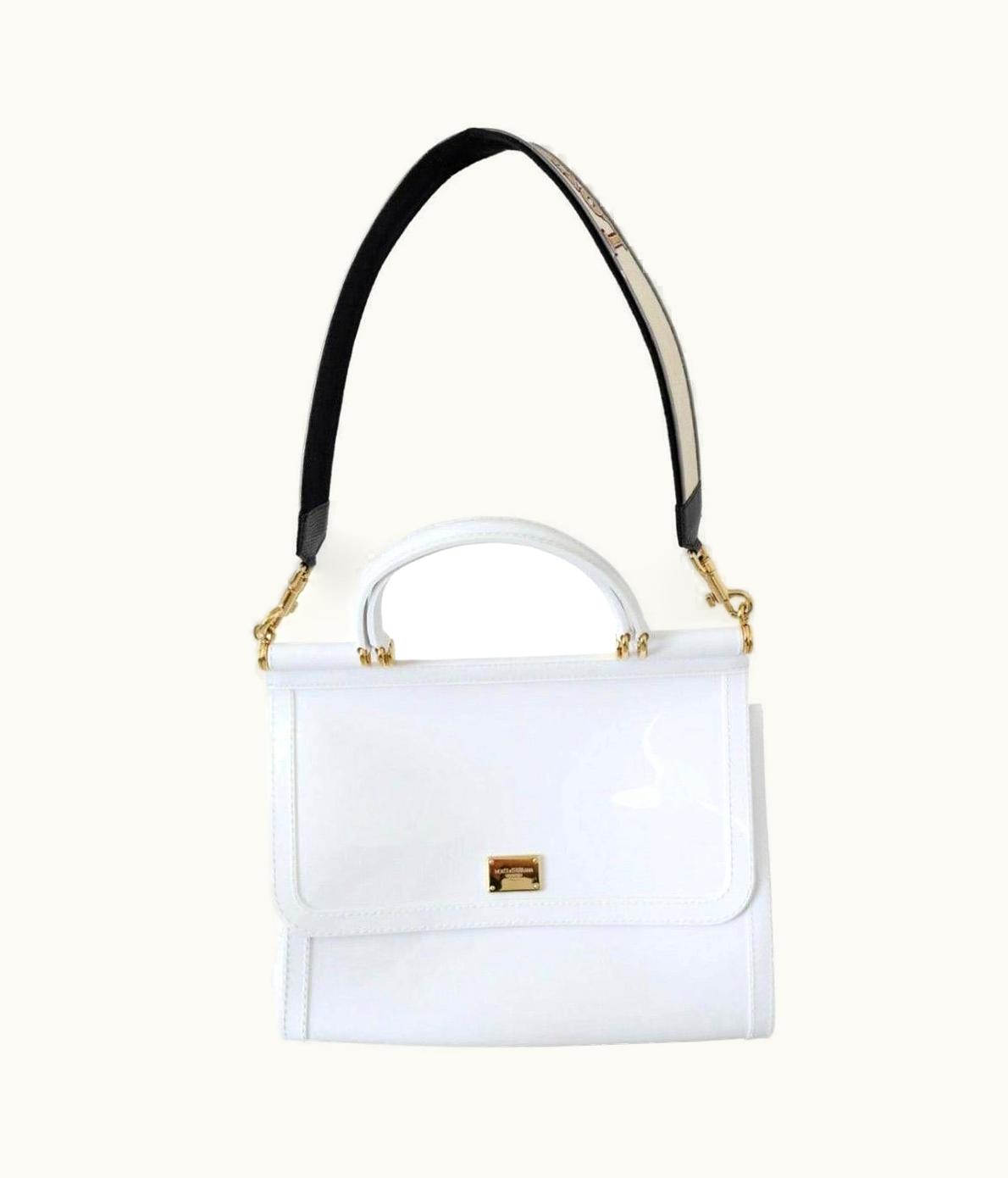 Dolce & Gabbana Dolce & Gabbana White Leather Sicily Pvc Shoulder Bag