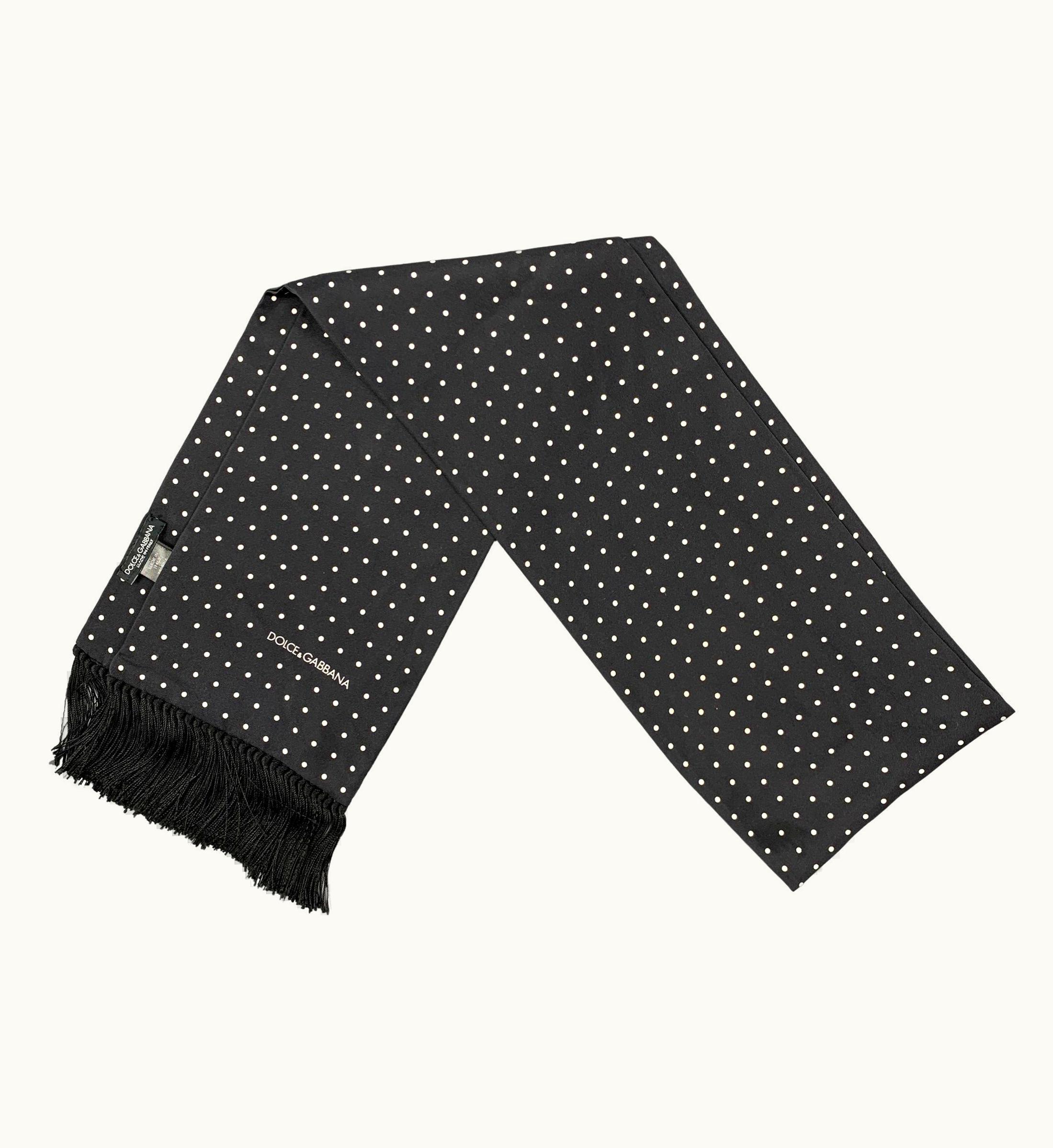Dolce & Gabbana Dolce & Gabbana Black White Dot Print Silk Scarf