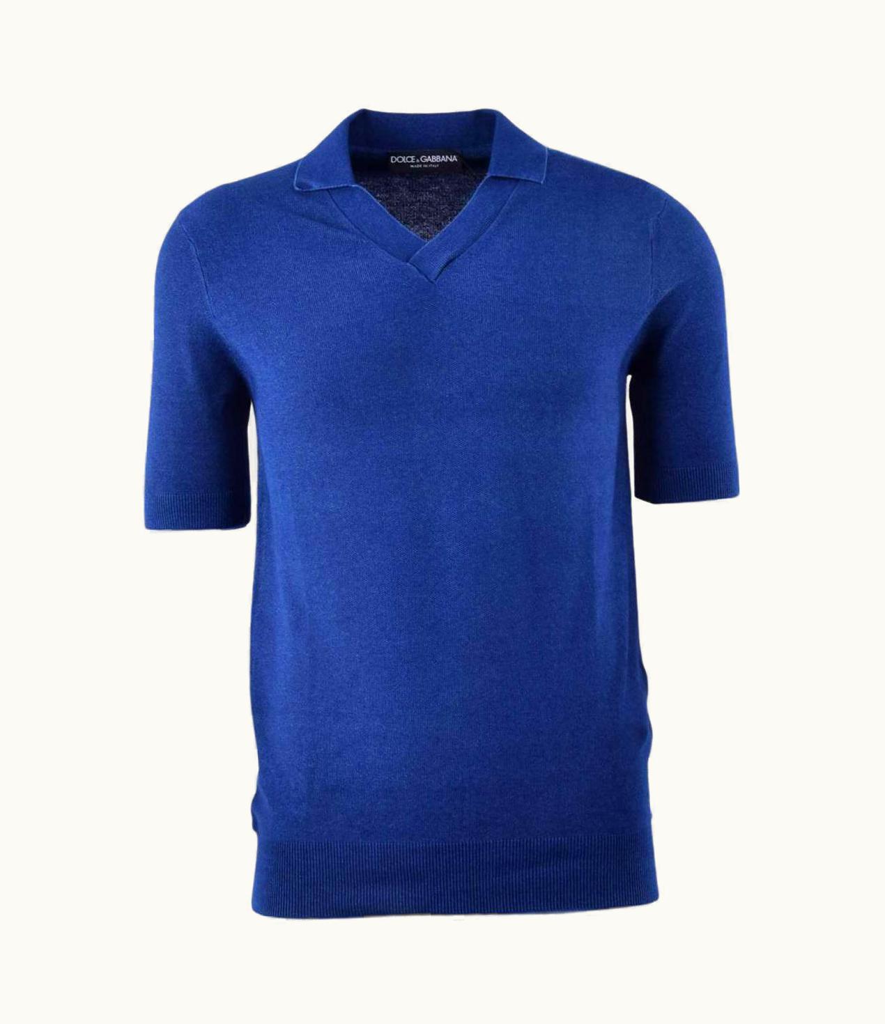 Dolce & Gabbana Dolce & Gabbana - Knitted Cotton Polo Shirt Blue