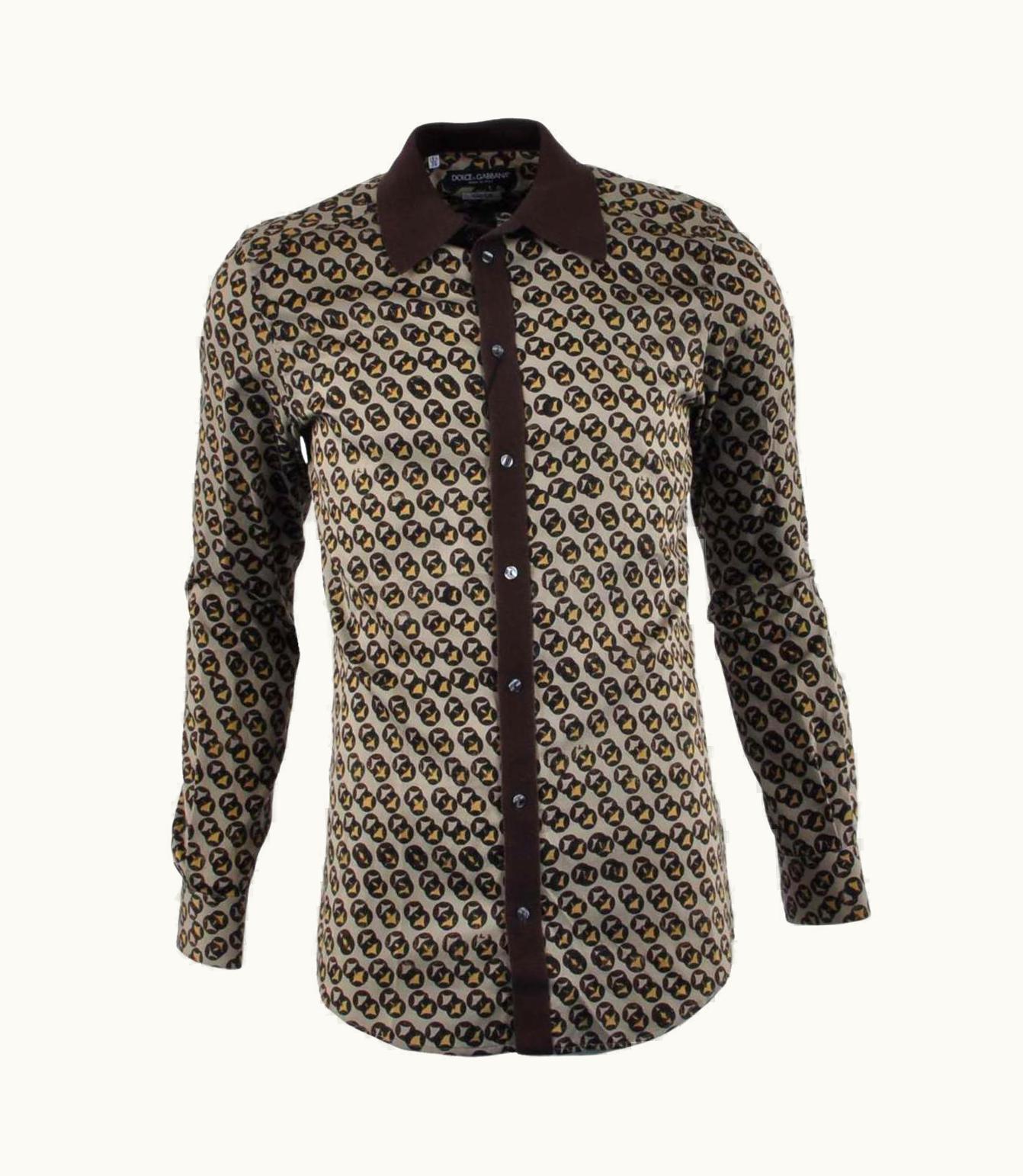 Dolce & Gabbana Dolce & Gabbana - Gold Shirt With Knit Collar Brown