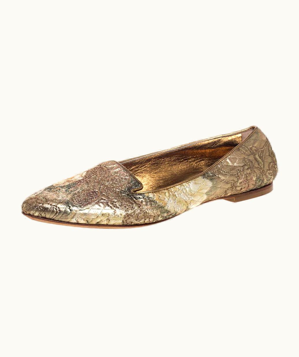 Dolce & Gabbana Dolce & Gabbana Gold Brocade Smoking Slippers