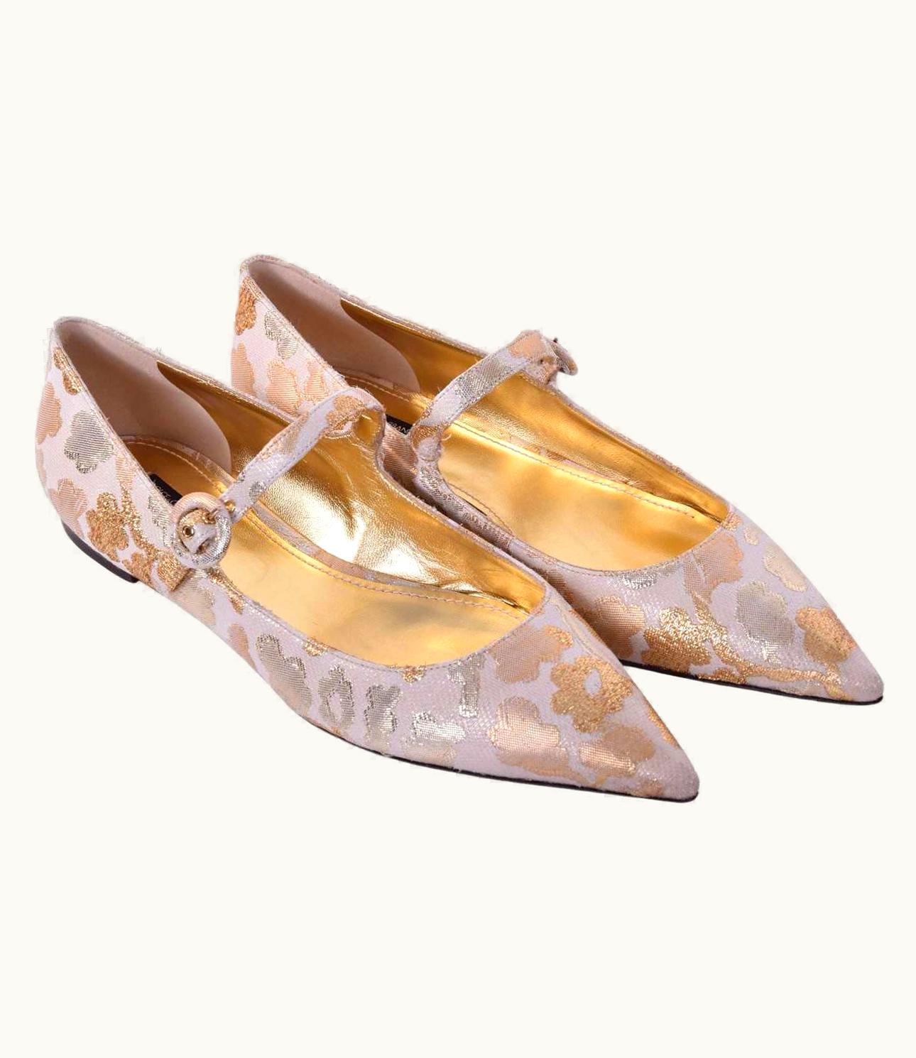 Dolce & Gabbana Dolce & Gabbana - Lurex Jacquard Ballet Flats Bellucci Gold