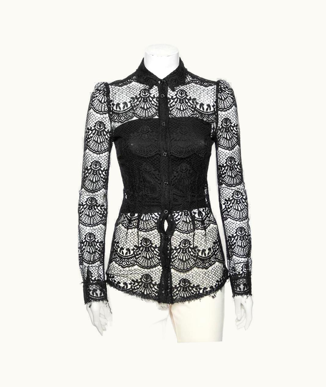 Dolce & Gabbana Dolce & Gabbana Black Lace Full Sleeve Shirt