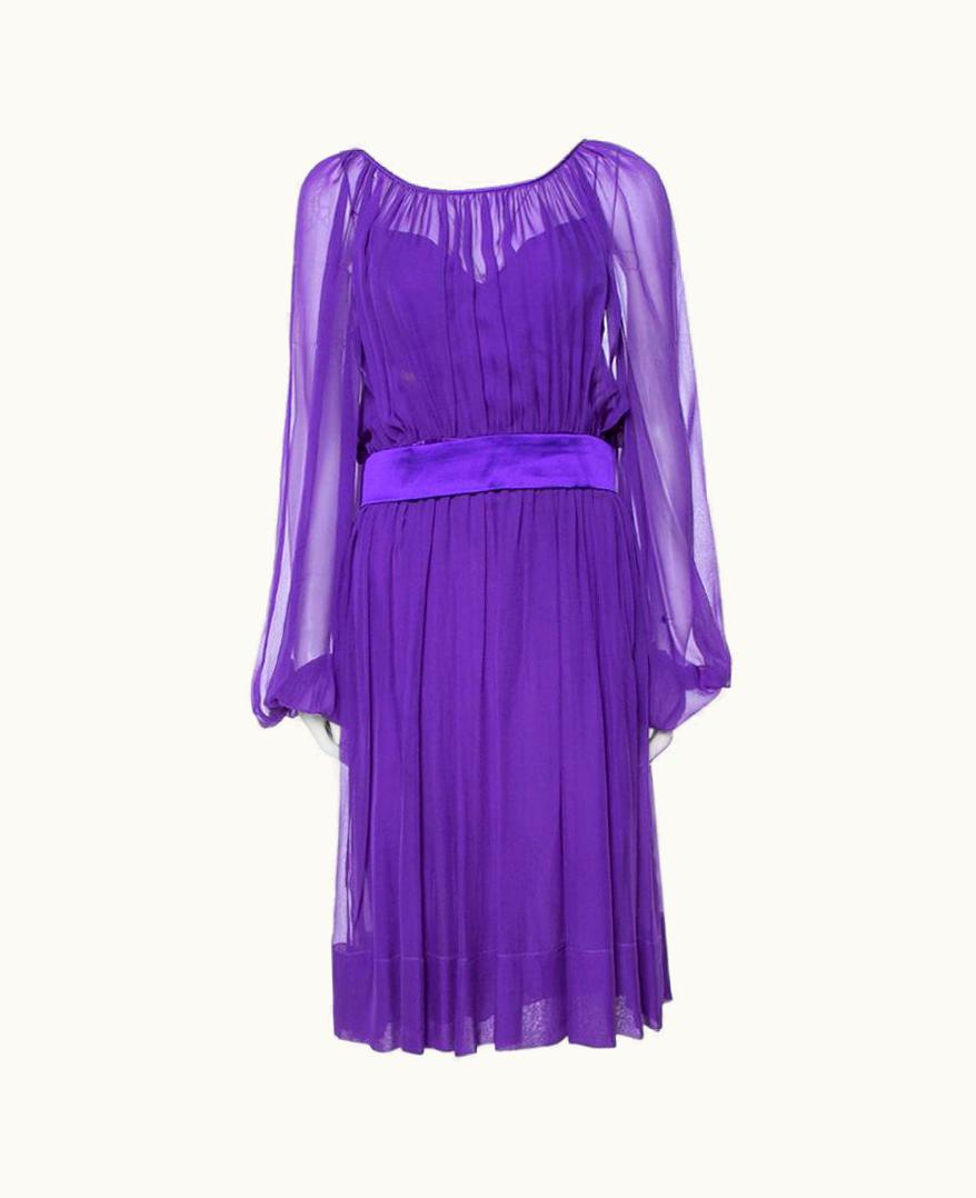 Dolce & Gabbana Dolce & Gabbana Purple Silk Chiffon Gathered Dress UZ0608634