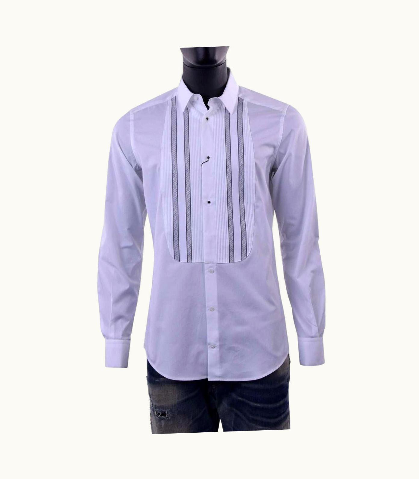 Dolce & Gabbana Dolce & Gabbana - Gold Smoking Shirt White 41/16