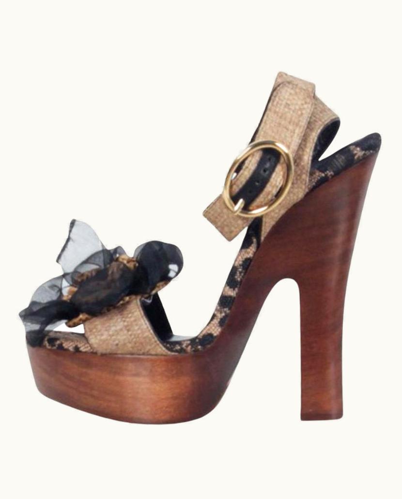 Dolce & Gabbana Dolce & Gabbana Leopard Raffia Platform Sandals
