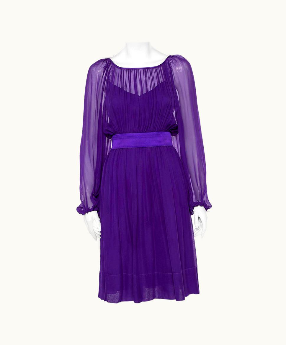Dolce & Gabbana Dolce & Gabbana Purple Silk Chiffon Gathered Dress UZ0608655