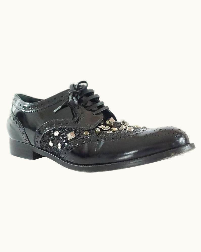 Dolce & Gabbana Dolce & Gabbana Black Stud And Rhinestone Oxfords