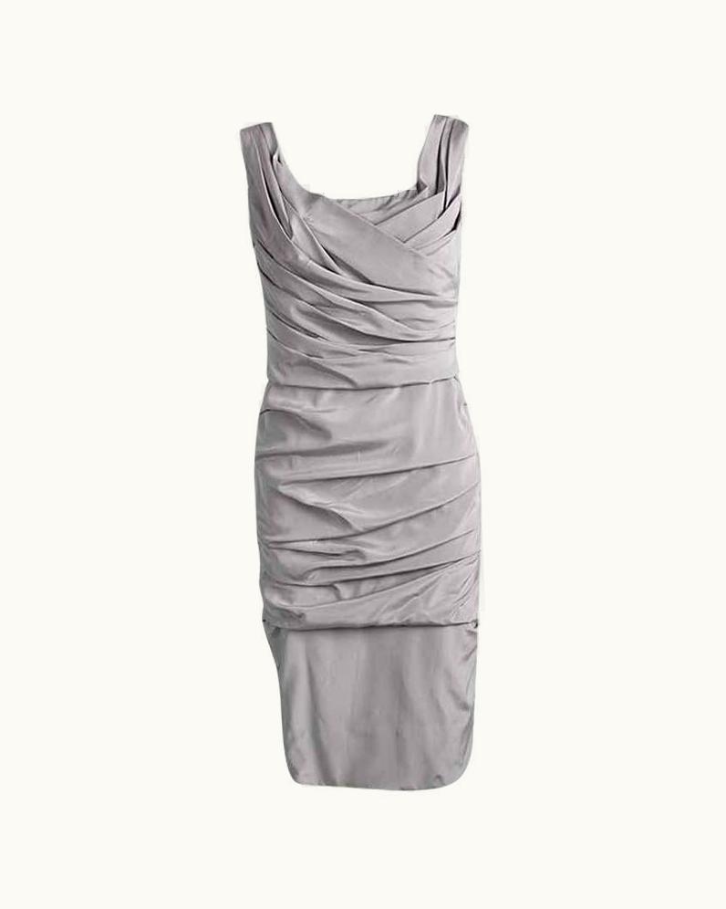 Dolce & Gabbana Dolce & Gabbana Grey Silk Ruched Sleeveless Dress