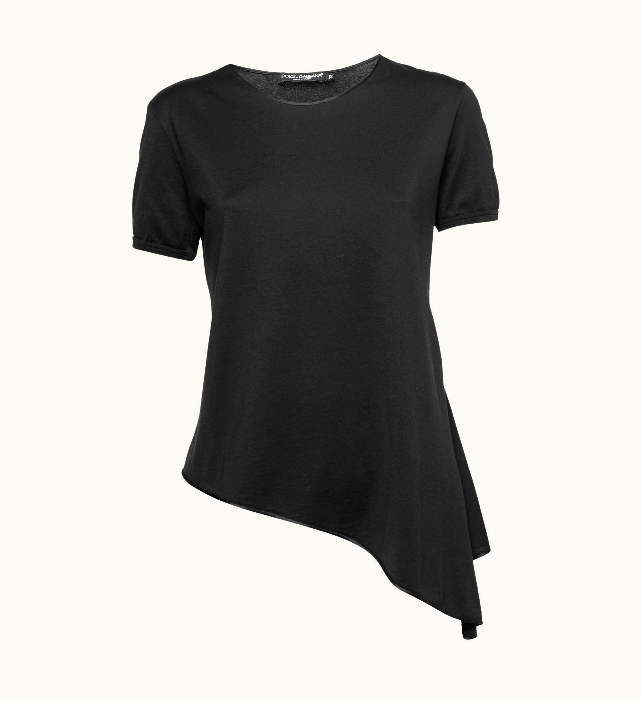 Dolce & Gabbana Dolce & Gabbana Black Cotton Asymmetrical Slit Top