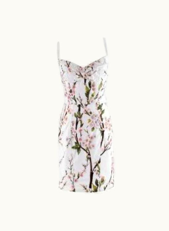 Dolce & Gabbana Dolce & Gabbana White Floral Print Bustier Mini Dress