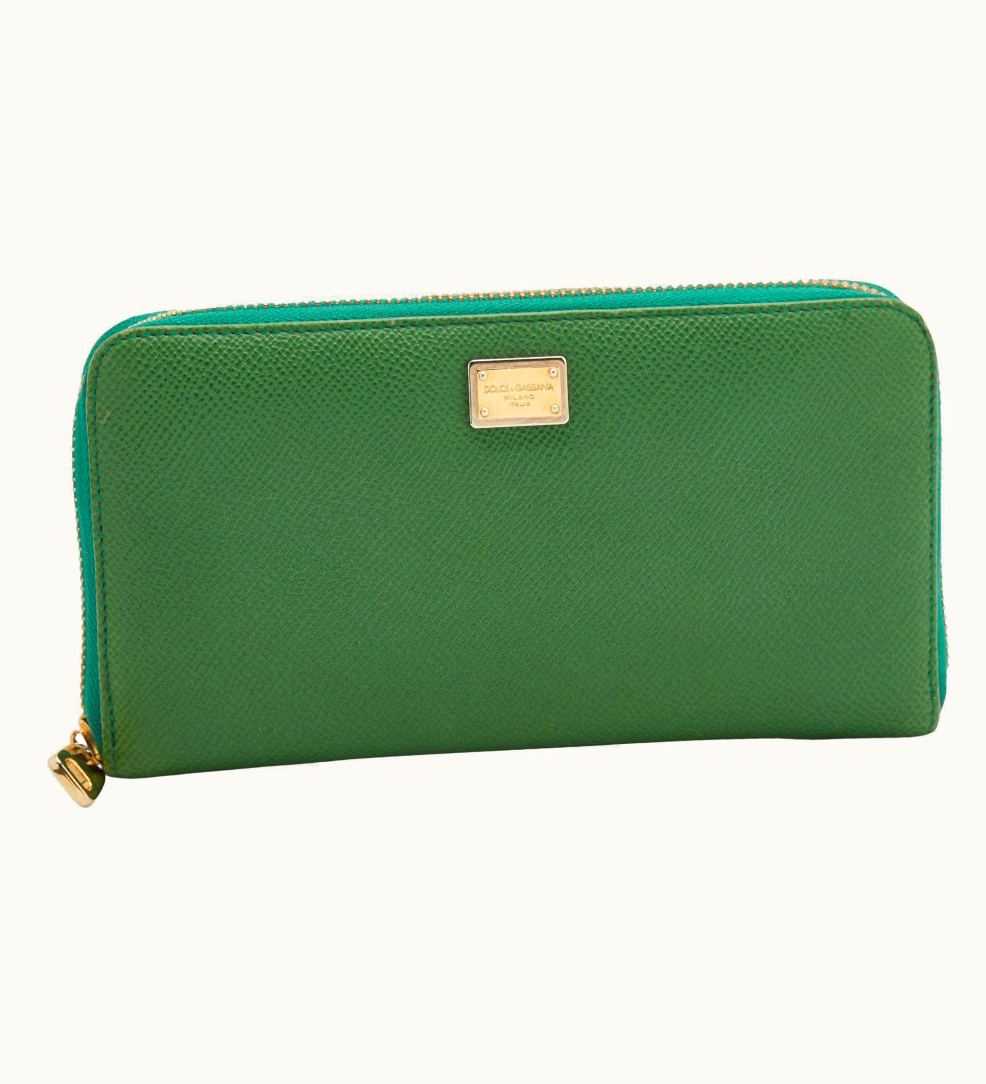 Dolce & Gabbana Dolce & Gabbana Green Leather Continental Zip Around Wallet