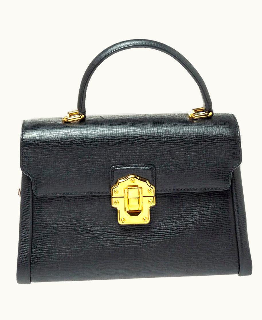 Dolce & Gabbana Dolce & Gabbana Black Leather Lucia Top Handle Bag