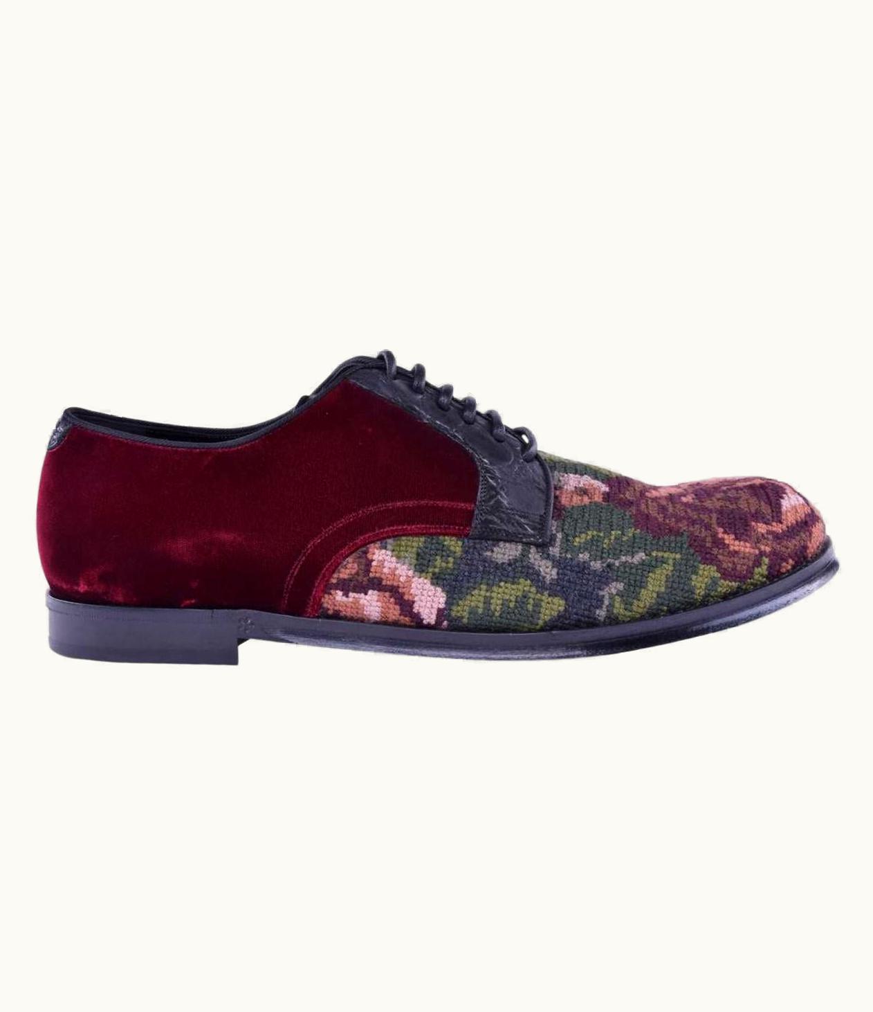 Dolce & Gabbana Dolce & Gabbana - Runway Velour Embroidery Shoes
