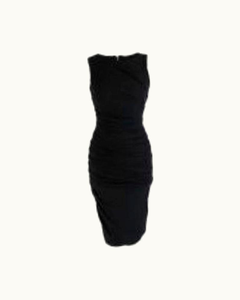 Dolce & Gabbana Dolce & Gabbana Black Wool Ruched Sleeveless Mini Dress UZ0608735