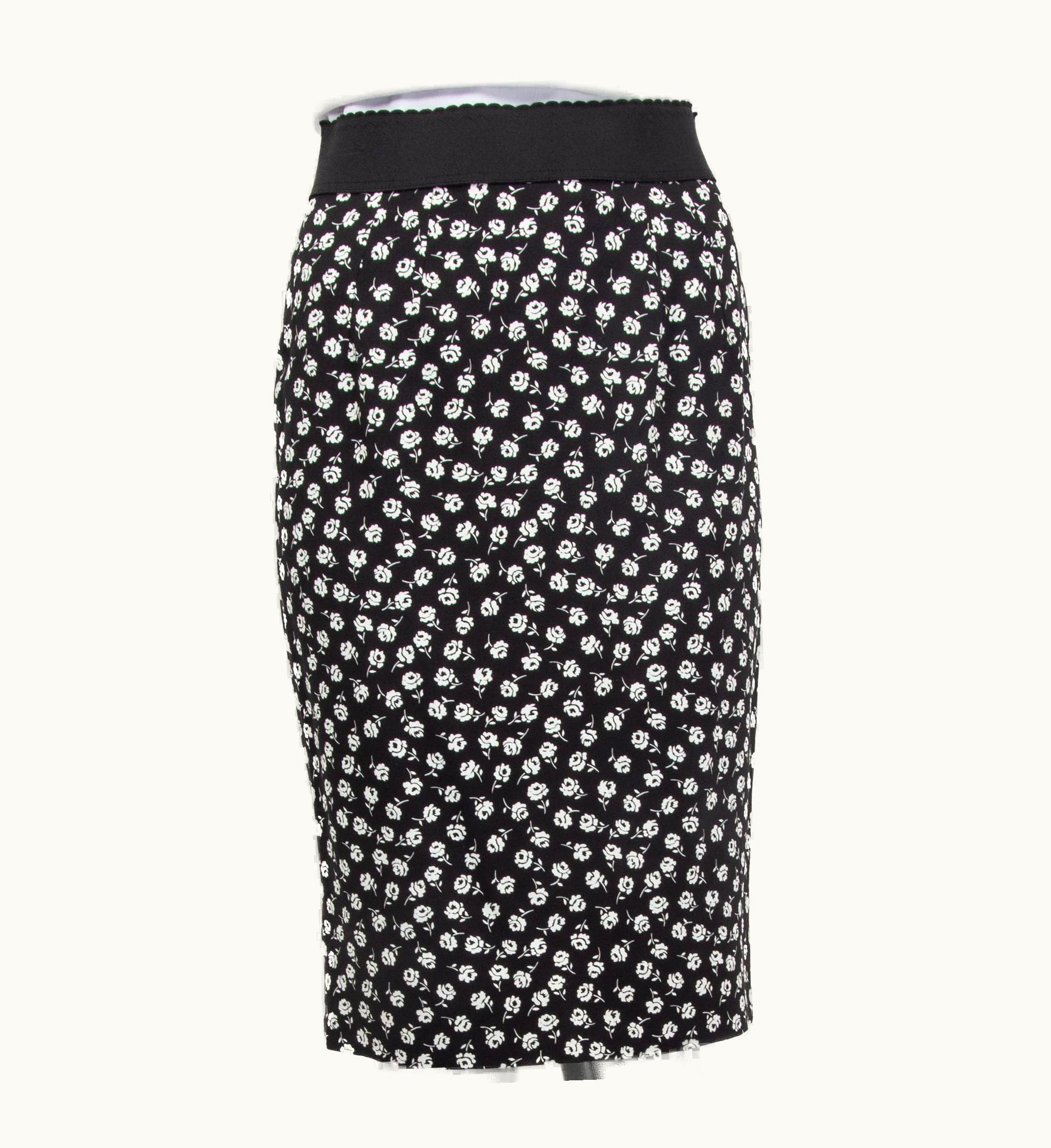 Dolce & Gabbana Dolce & Gabbana Black Viscose Floral Pencil Skirt