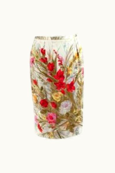 Dolce & Gabbana Dolce & Gabbana Vintage Poppy Print Silk Pencil Skirt