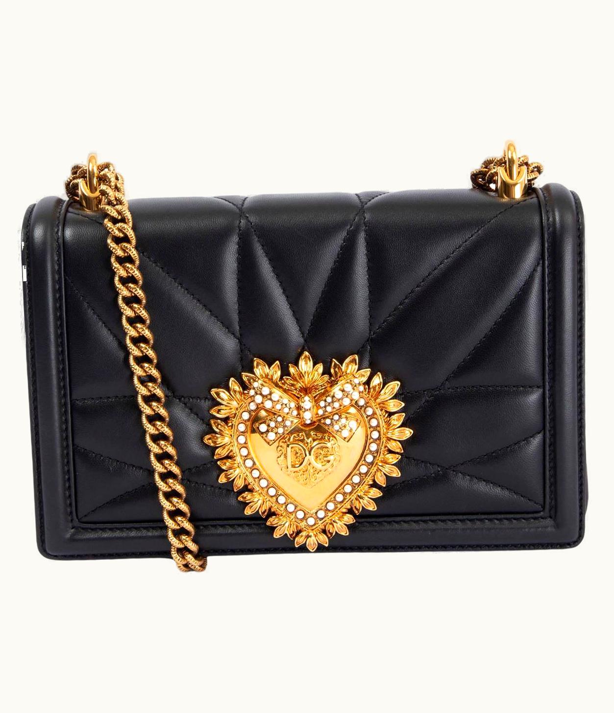 Dolce & Gabbana Dolce & Gabbana Black Leather Devotion Medium Shoulder Bag