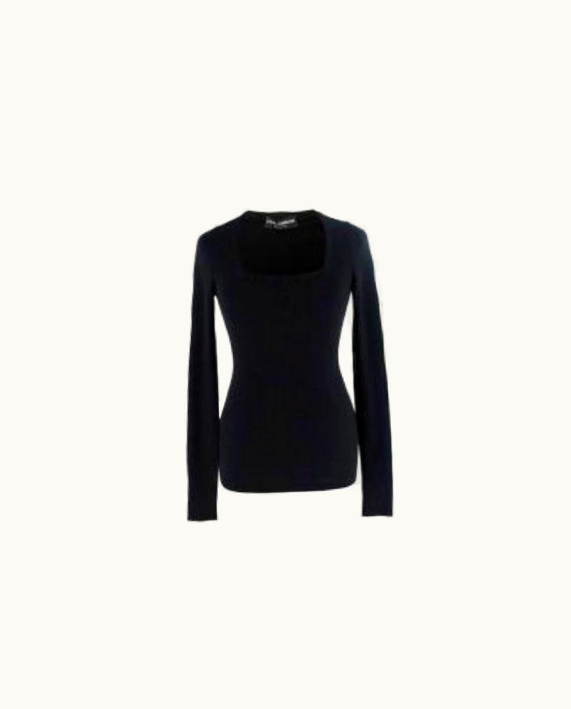 Dolce & Gabbana Dolce & Gabbana Black Cashmere & Silk Ribbed Knit Top UZ0608785