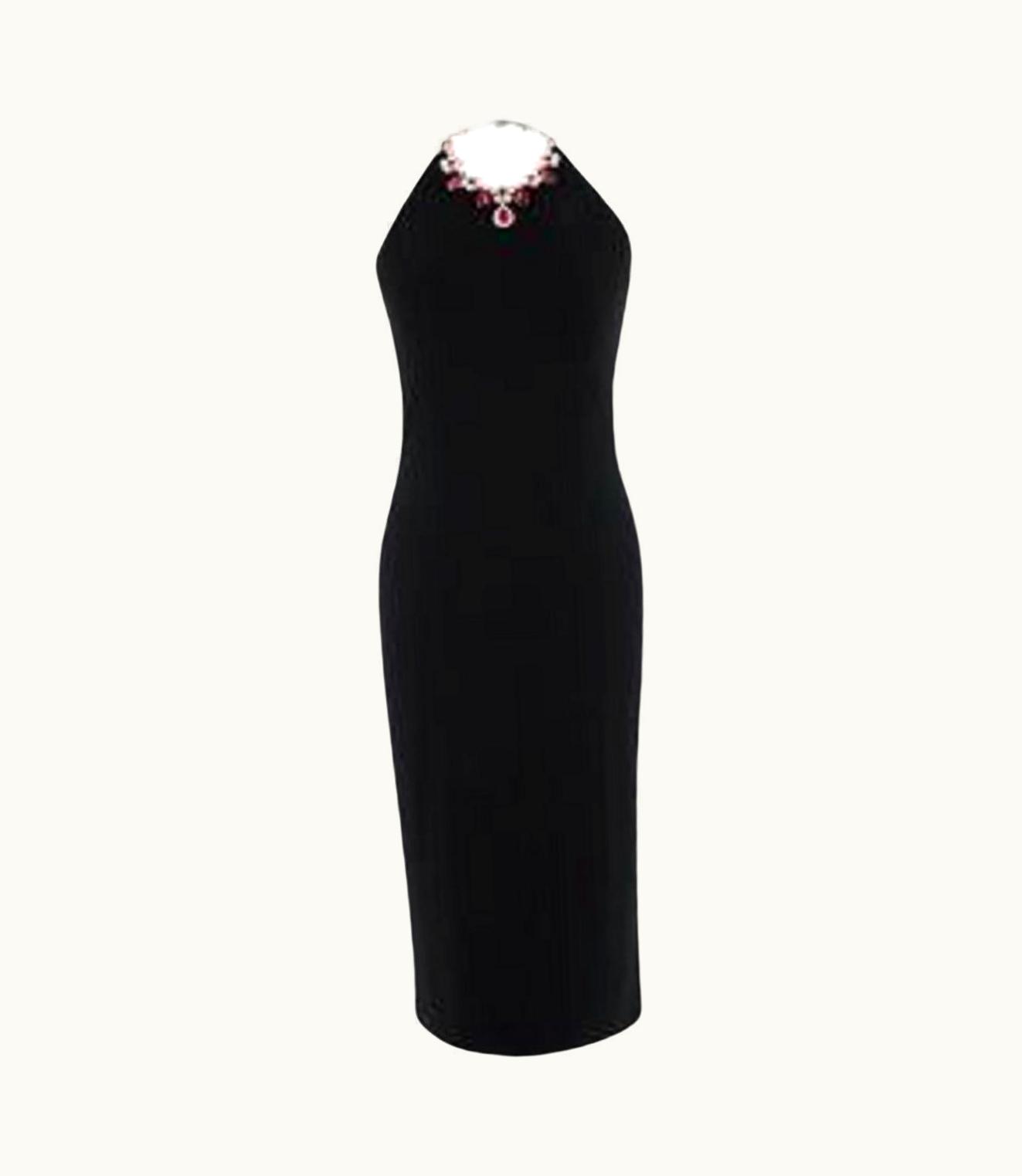 Dolce & Gabbana Dolce & Gabbana Black Halterneck Dress With Crystal Collar UZ0608787