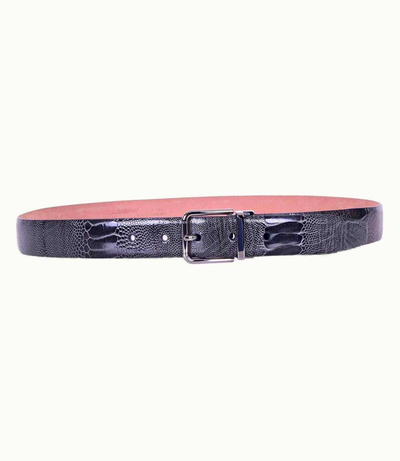 Dolce & Gabbana Dolce & Gabbana - Ostrich Leather Belt Grey 90 S/S Men