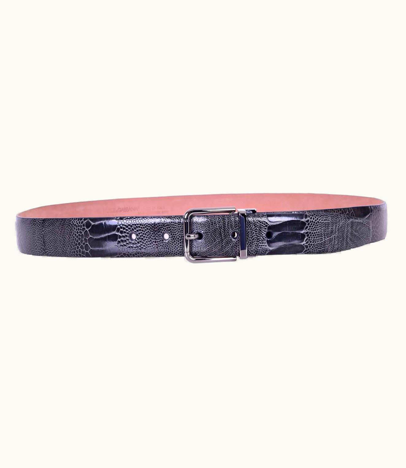 Dolce & Gabbana Dolce & Gabbana - Ostrich Leather Belt Grey 80 S/S Men