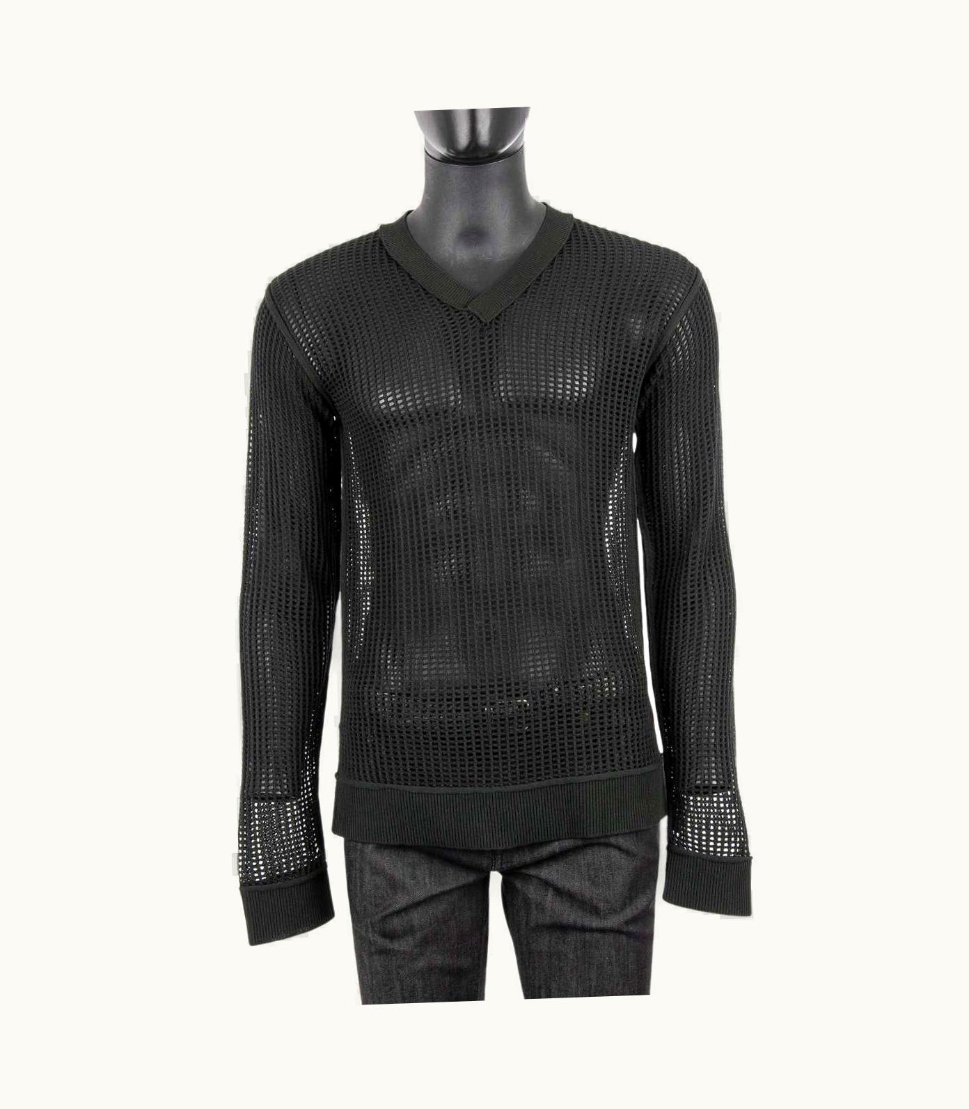 Dolce & Gabbana Dolce & Gabbana - Runway Net V-Neck Sweater Green UZ0608896