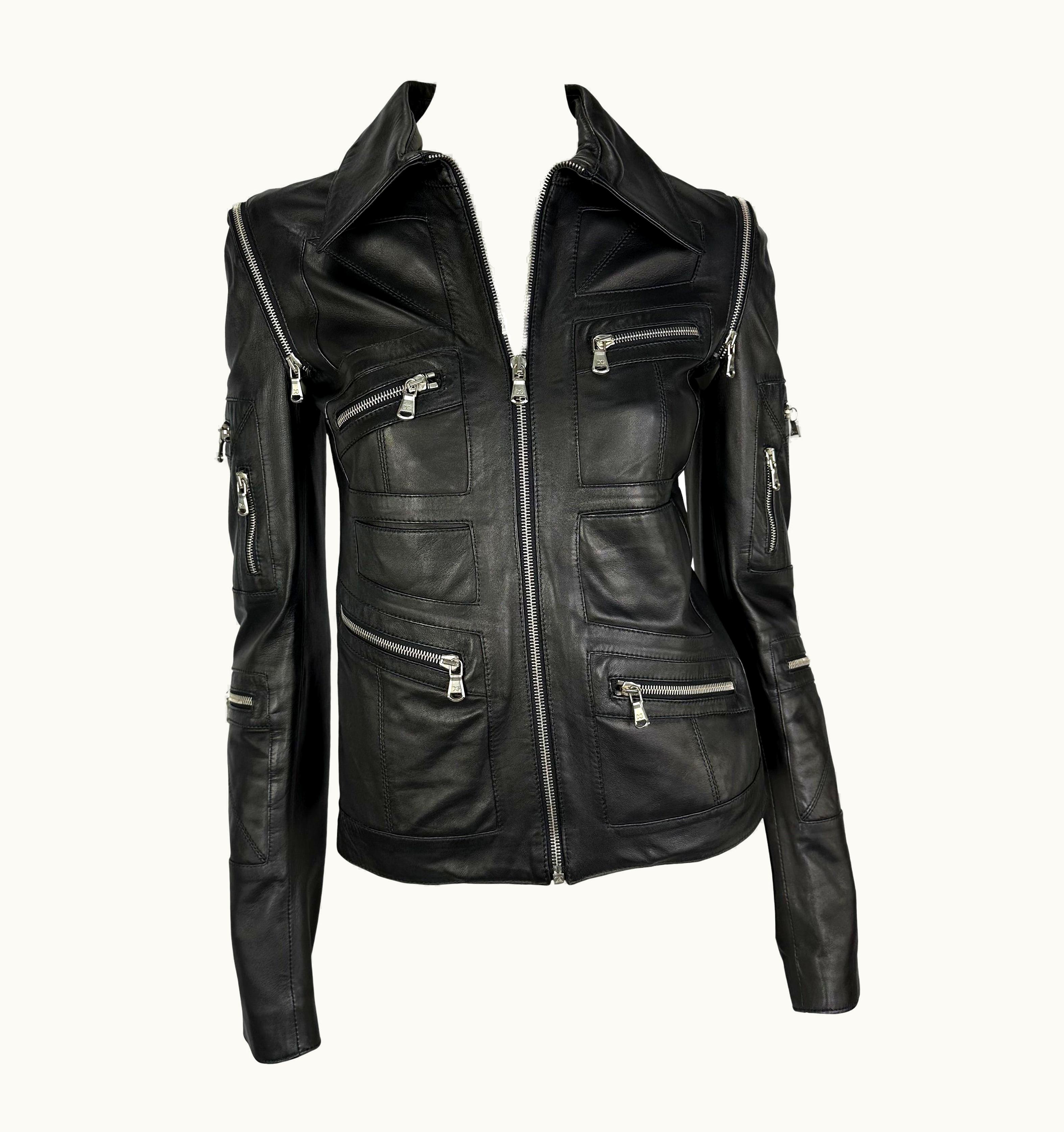 Dolce & Gabbana 2000s Dolce And Gabbana Black Leather Zipper Moto Jacket