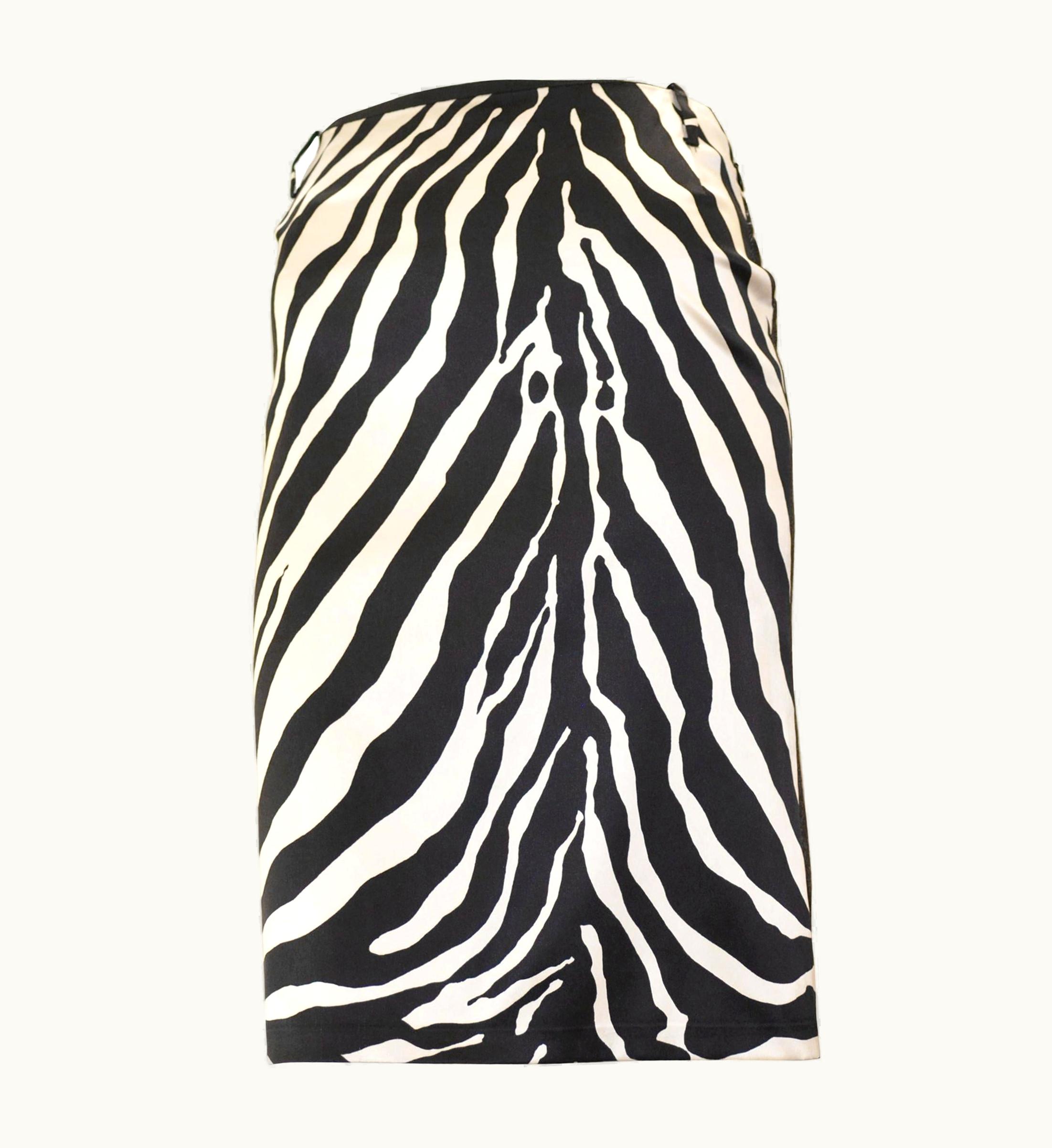 Dolce & Gabbana Dolce & Gabbana Zebra Print Front Jean Skirt Back
