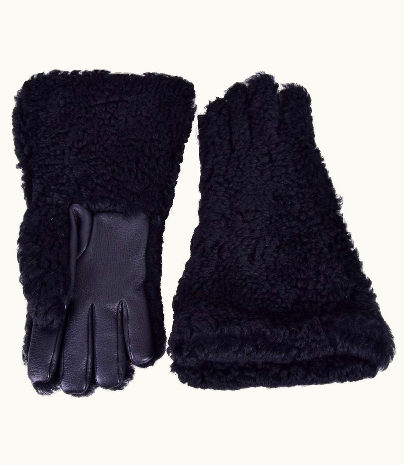 Dolce & Gabbana Dolce & Gabbana - Knight Fur Leather Gloves Black 9 S/S Men