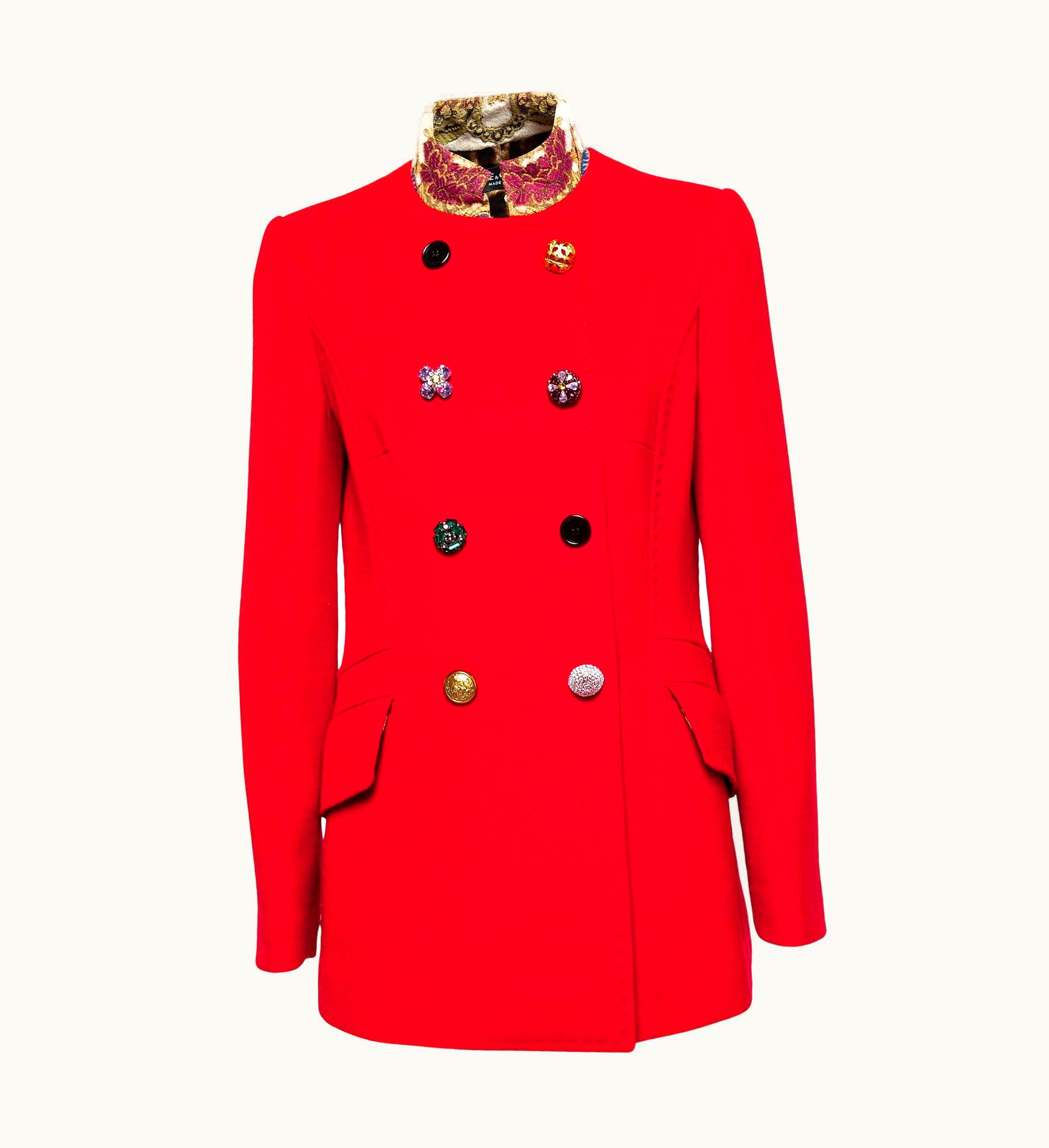 Dolce & Gabbana Dolce & Gabbana Red Wool Double-Breasted Coat