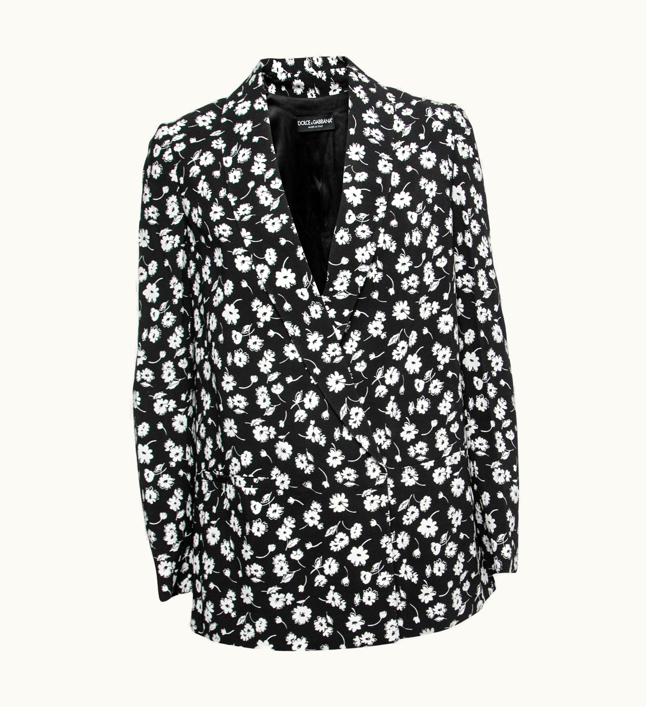 Dolce & Gabbana Dolce & Gabbana Black Floral Printed Crepe Blazer