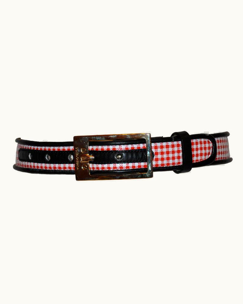 Dolce & Gabbana Dolce & Gabbana Checkered Red & White With Navy Leather Belt