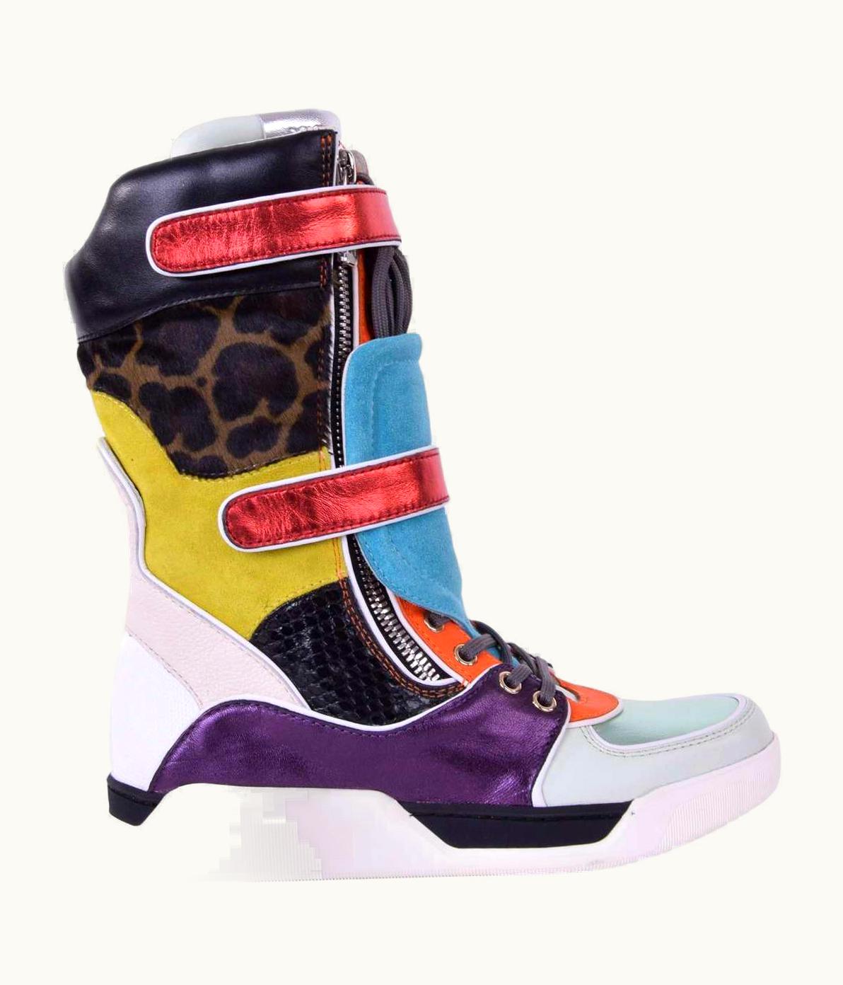 Dolce & Gabbana Dolce & Gabbana - Patchwork High Sneaker Boots Black UZ0608980