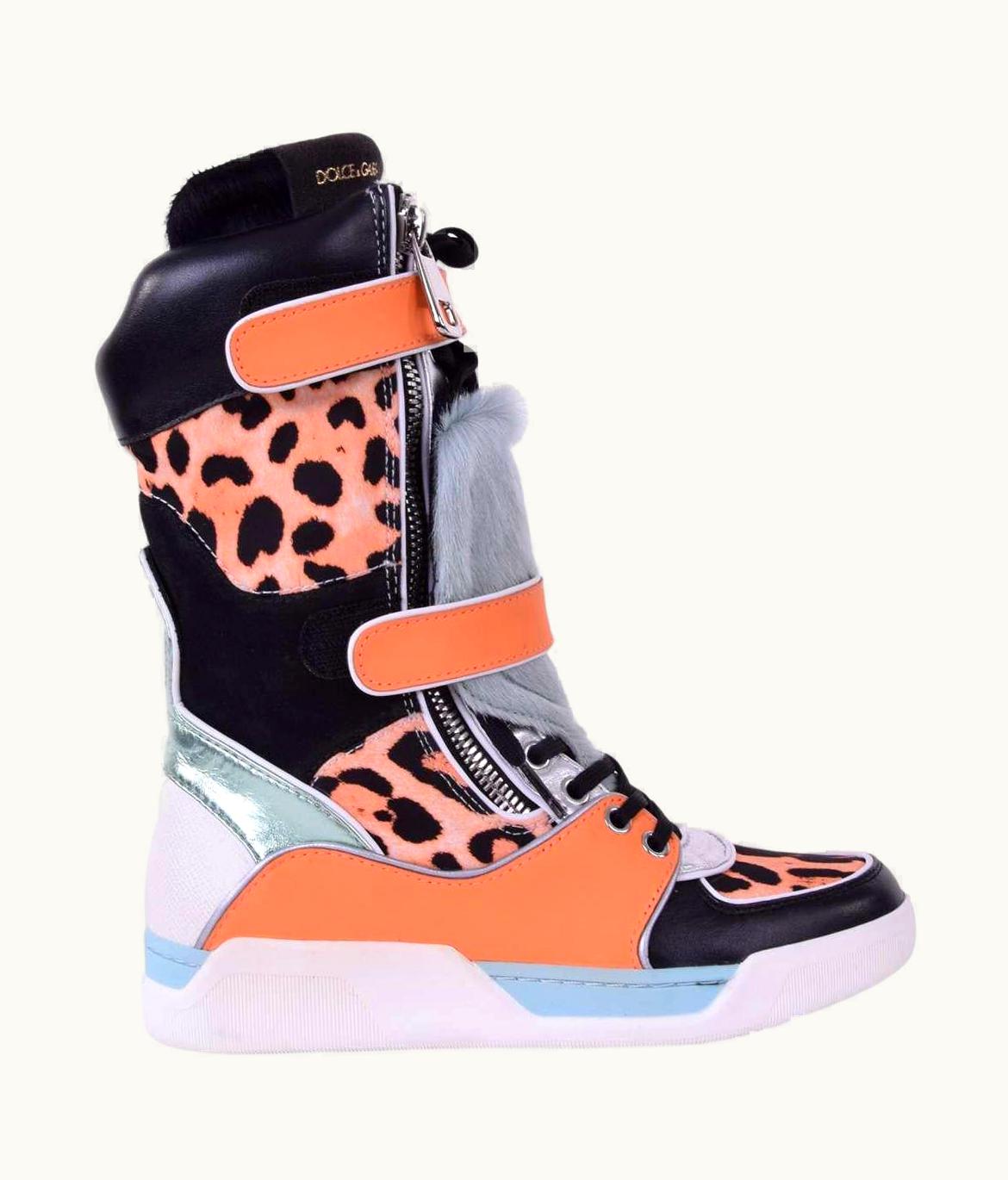 Dolce & Gabbana Dolce & Gabbana - Patchwork High Sneaker Boots Orange Eur UZ0608981