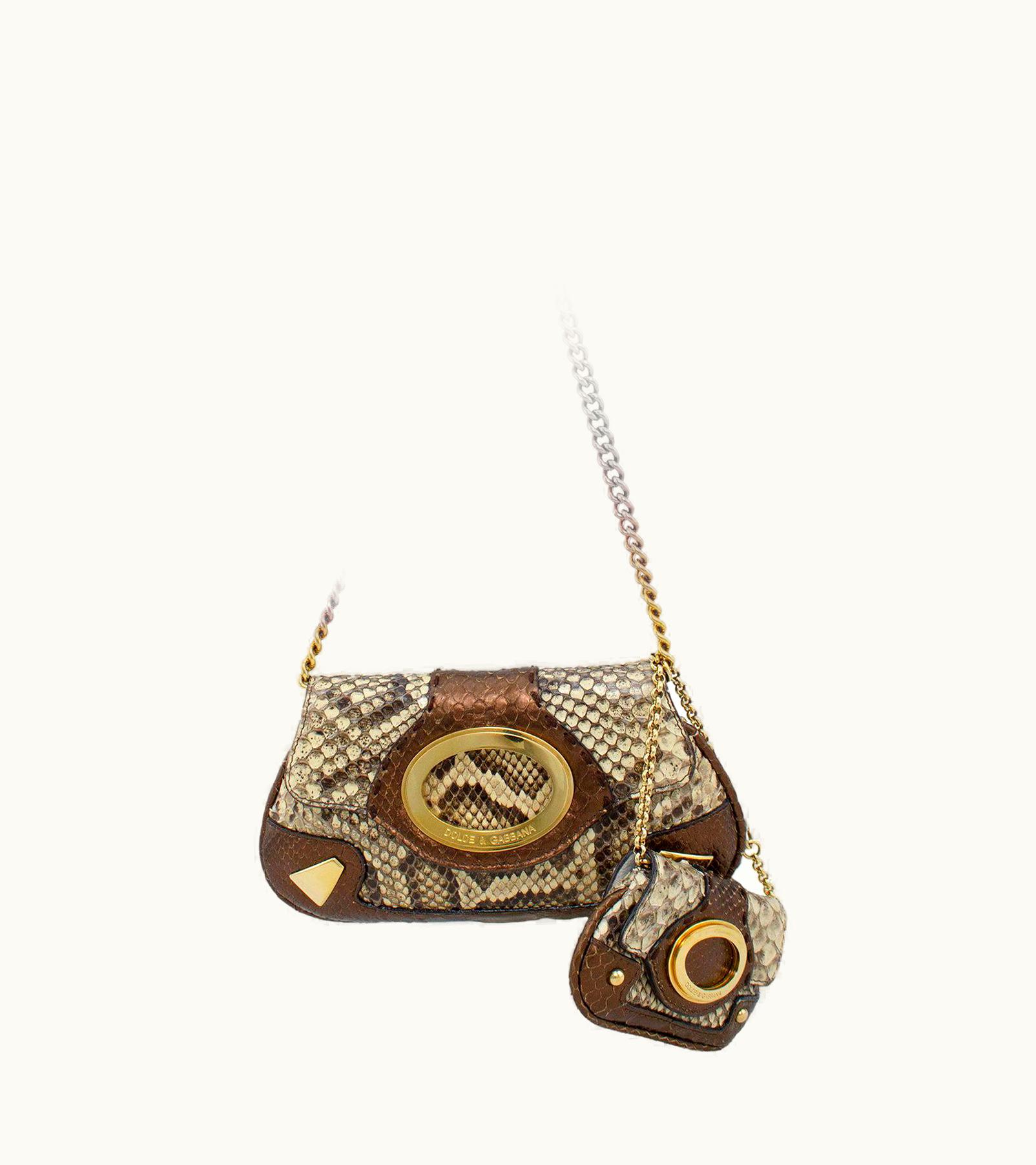 Dolce & Gabbana 1990s Dolce And Gabbana Bronze Bag And Matching Wristlet