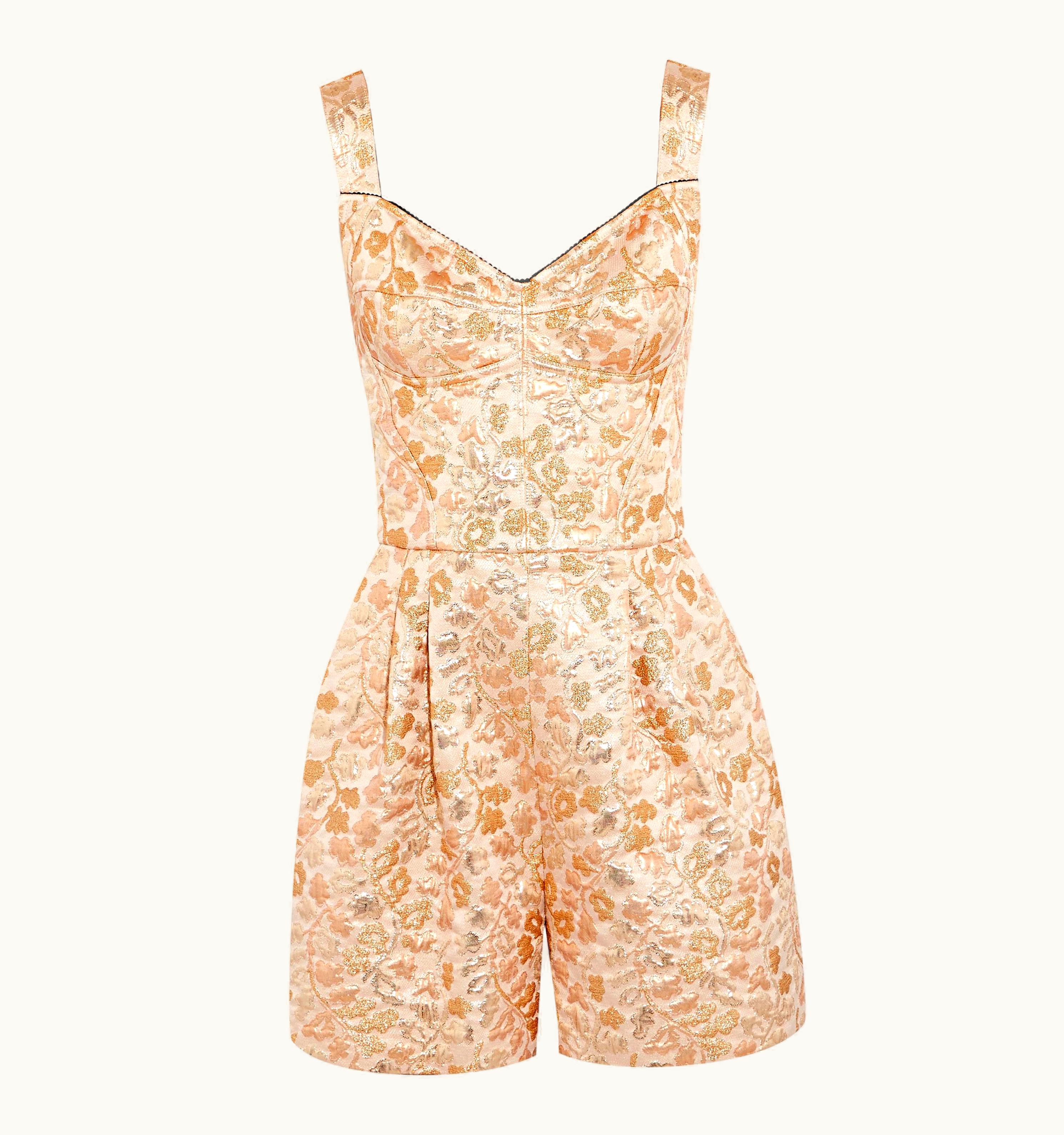 Dolce & Gabbana Dolce & Gabbana Corset-Top Jumpsuit In Gold Metallic Jacquard