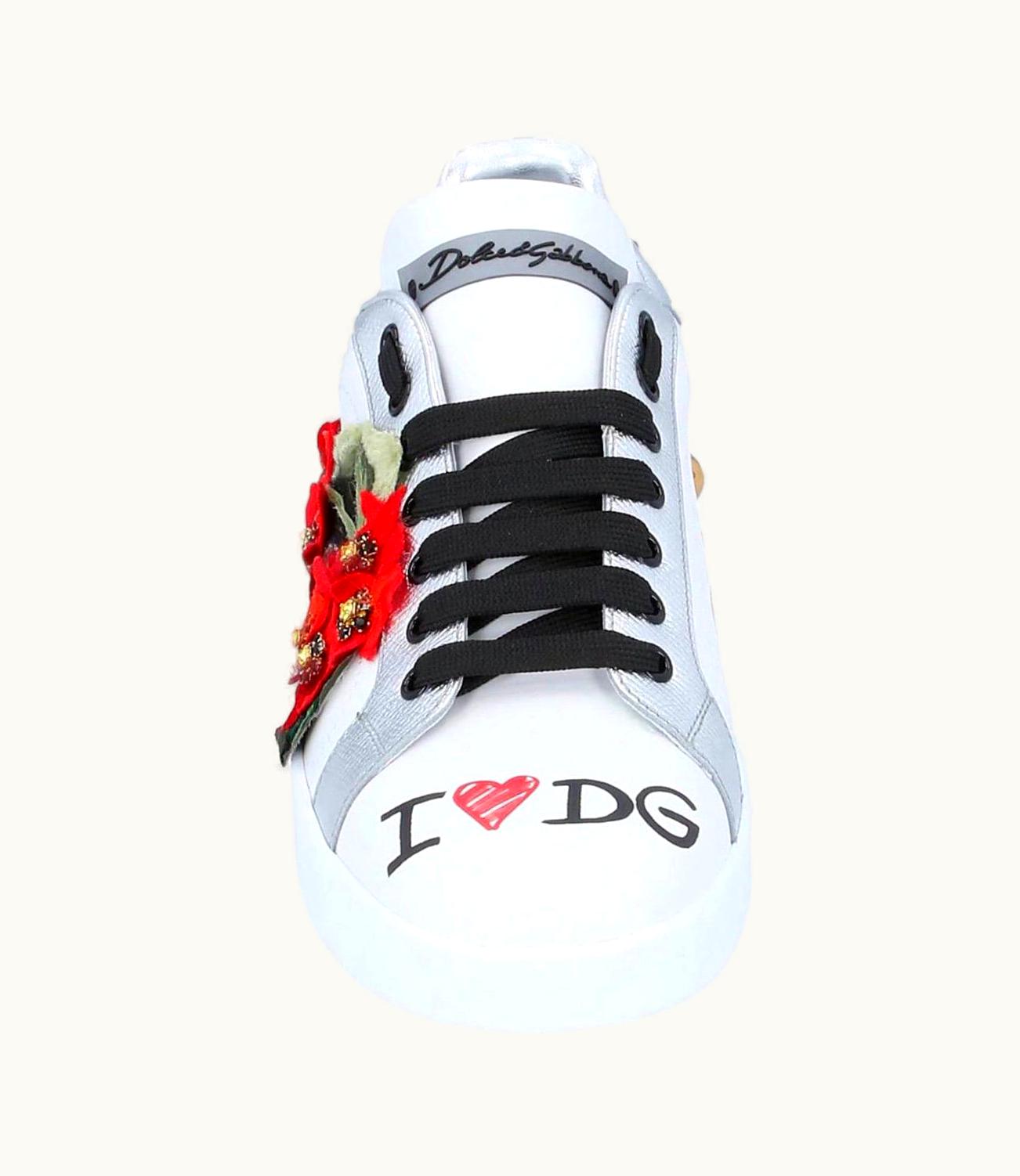 Dolce & Gabbana Dolce & Gabbana White Leather Portofino Lace Up Sneakers Shoes