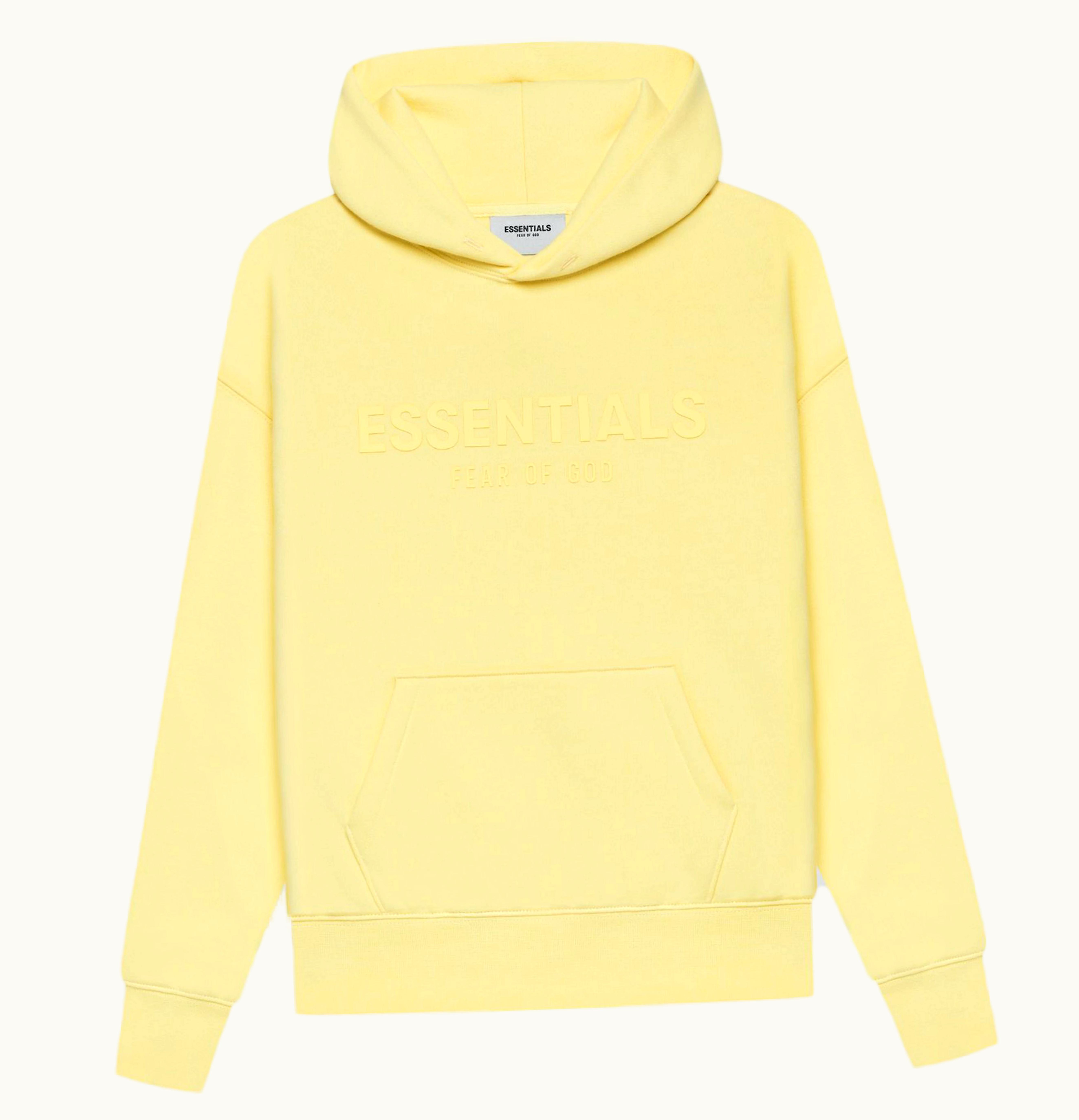 FEAR OF GOD FEAR OF GOD ESSENTIALS Kids Pull Over Hoodie Yellow Lemonade