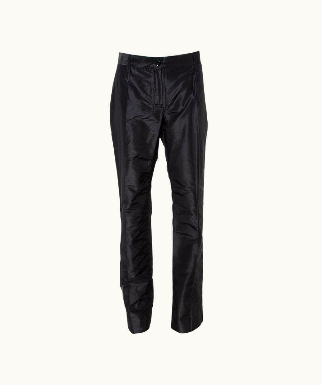 Dolce & Gabbana Dolce & Gabbana Black Silk Taffeta Straight Leg Pants