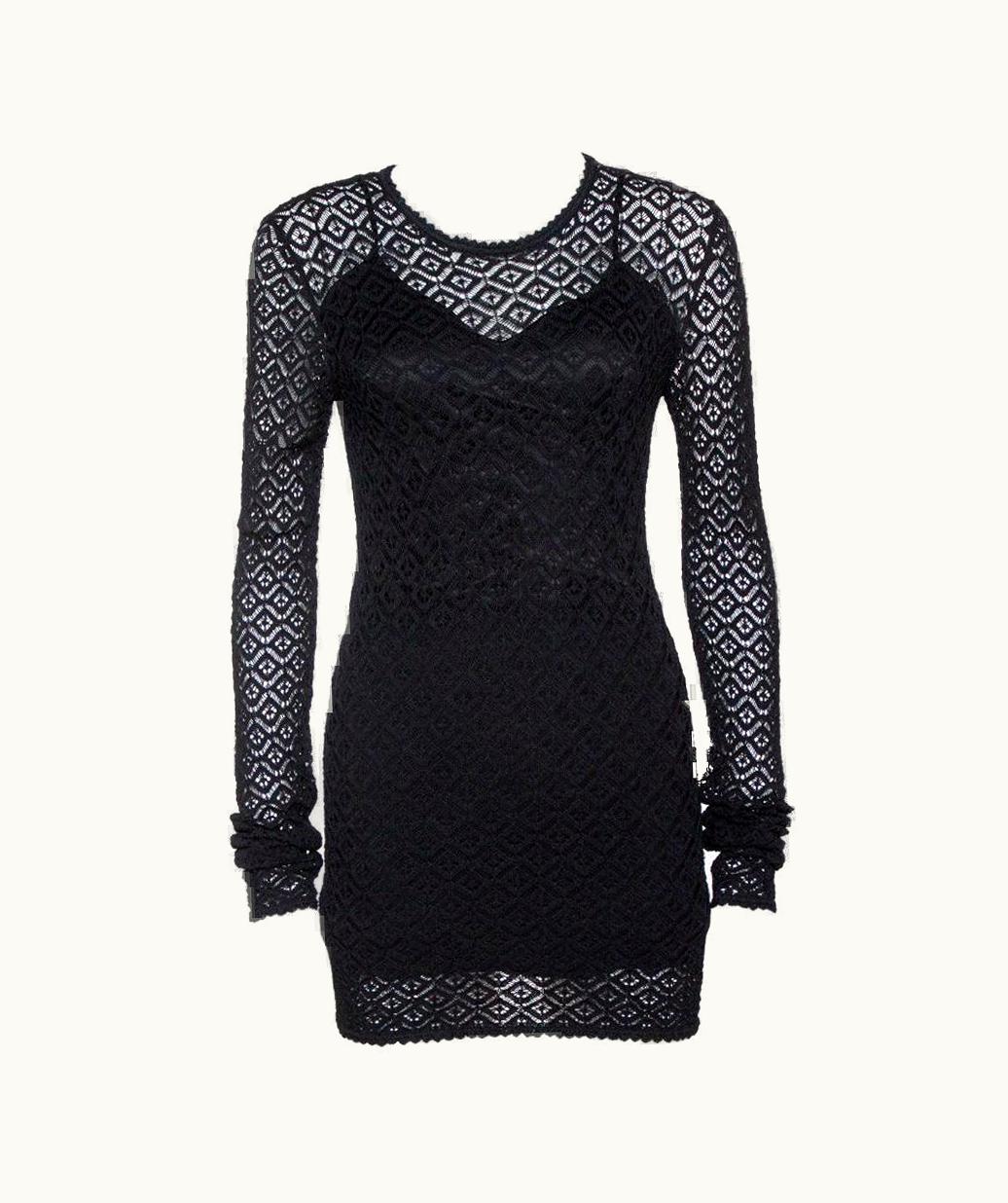 Dolce & Gabbana Dolce & Gabbana Black Crochet Knit Lace Mini Dress